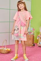 Vestido Infantil em M. Malha Bicho Preguiça com Melancia Alecrim by Kukie Vestido Infantil em M. Malha Bicho Preguiça com Melancia Alecrim by Kukie