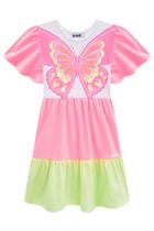Vestido Infantil em M. Malha e Malha Power Borboleta Aplique de Lantejoulas - Kukiê Vestido Infantil em M. Malha e Malha Power Borboleta Aplique de Lantejoulas - Kukiê