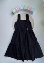 Vestido Infantil em Malha Bubble com Laço Kukiê Cor:PretoTamanho:10 Vestido Infantil em Malha Bubble com Laço Kukiê Cor:PretoTamanho:10