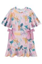 Vestido Infantil em Malha Canelada Estampado Oncinhas - Flora by Infanti Vestido Infantil em Malha Canelada Estampado Oncinhas - Flora by Infanti