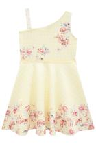 Vestido Infantil em Malha FlyTech Floral Xadrez c/Aplique de Pérolas - Infanti