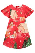 Vestido Infantil em Malha Fresh Bichinhos Natal Festas- Infanti