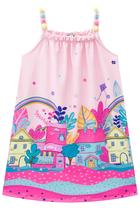 Vestido Infantil em Malha Power Casinhas Alças Pompom - Kukie