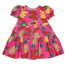 Vestido Infantil em Malha Rosa Tropical Fábula 516050
