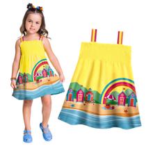 Vestido Infantil em Meia Malha Arco-íris Kyly