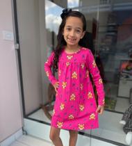 Vestido Infantil Em Meia Malha Com Manga Longa Feminino- Rosa Vestido Infantil Em Meia Malha Com Manga Longa Feminino- Rosa
