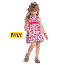 Vestido Infantil em Meia Malha Florido Pink Kyly