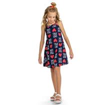 Vestido Infantil em Meia Malha True Love Marinho Kyly Vestido Infantil em Meia Malha True Love Marinho Kyly