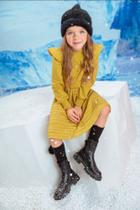 Vestido Infantil em Moletom Felpado e Malha Pienza Angerô