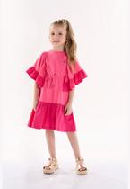 Vestido Infantil em Tricoline e Meia Malha Up Baby