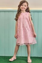 Vestido Infantil em Tule Bordado Rosa - KUKIÊ Vestido Infantil em Tule Bordado Rosa - KUKIÊ