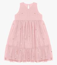 Vestido Infantil Em Tule Bordado Trick Nick Rosa