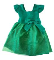 Vestido Infantil Em Tule Com Glitter Verde De Natal Batizado Vestido Infantil Em Tule Com Glitter Verde De Natal Batizado