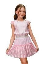 Vestido Infantil Em Tule Desenhado Rosa e Lilás Modelo Festa Menina 497*