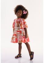 Vestido Infantil em Viscolinho Gatinhos Três e Já Vestido Infantil em Viscolinho Gatinhos Três e Já