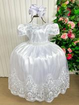 Vestido infantil Enjoy Longo Rendado Branco Damas Casamento