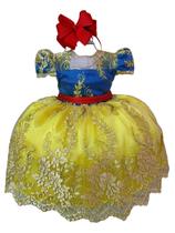 Vestido Infantil Enjoy Tematico Branca De Neve realeza - 1 ao 4