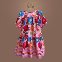 Vestido Infantil Estampa Floral com Manga Floral Charmoso para Meninas Vestido Infantil Estampa Floral com Manga Floral Charmoso para Meninas