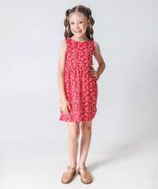 Vestido Infantil Estampa Floral Marisa Tam 4 a 10 Verm-79009