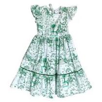 Vestido Infantil Estampa Vila Mágica Verde Tecido TAM:04