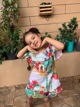Vestido infantil estampado com colar