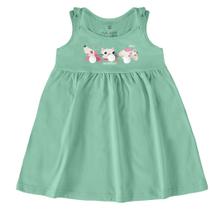 Vestido infantil estampado decote redondo em algodão malwee kids verde p Vestido infantil estampado decote redondo em algodão malwee kids verde p