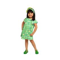 Vestido Infantil Estampado em Meia Malha Verde Cítrico Nanai Vestido Infantil Estampado em Meia Malha Verde Cítrico Nanai