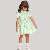 Vestido Infantil Estampado Emoji Verde Neon - Bambollina Vestido Infantil Estampado Emoji Verde Neon - Bambollina