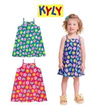 Vestido infantil estampado verão kyly 1-2-3