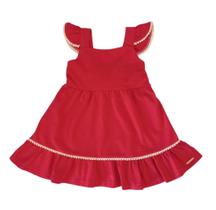 Vestido Infantil Evasê Com Pompons Em Malha Texturizada Alakazoo Vestido Infantil Evasê Com Pompons Em Malha Texturizada Alakazoo