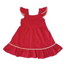 Vestido Infantil Evasê Com Pompons Em Malha Texturizada Alakazzo