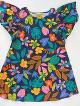 VESTIDO INFANTIL EVASE ESTAMPADO COM MANGA FLUIDA JACA LELE Estampado