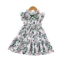 Vestido Infantil Evasé Floral Sem Mangas - Tamanhos 1 a 6 Anos