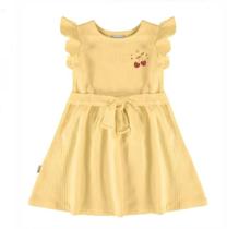 Vestido Infantil Faixa Frontal Em Malha Texturizada Malwee Kids Amarelo 8