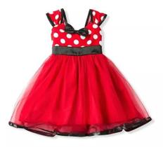 Vestido Infantil Fantasia Halloween Carnaval Minnie Minie com Bolinhas Brancas - Só Princesas