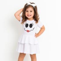Vestido Infantil Fantasia Halloween Fantasminha Branco Brilha Escuro Minideia