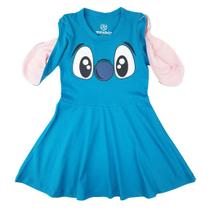 Vestido Infantil Fantasia Nariz Azul Malha Algodão Carnaval Minideia