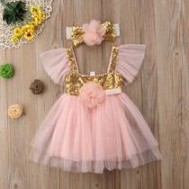 Vestido Infantil Fantasia Princesa Rosa Com Saia De Tule