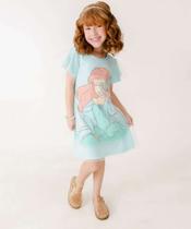 Vestido Infantil Fantasia Tule Ariel Disney Tam 4 a 10-71162 Vestido Infantil Fantasia Tule Ariel Disney Tam 4 a 10-71162
