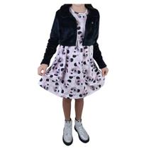 Vestido Infantil Feminino Alakazoo com Bolero Panda Branco