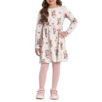 Vestido Infantil Feminino Alakazoo Soft ML Bear Bege - 6534