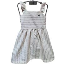 Vestido Infantil Feminino de Alça Linho Ecolgico Listrado com Brilho
