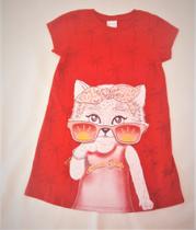 Vestido Infantil feminino em meia malha penteada com estampa Vestido Infantil feminino em meia malha penteada com estampa