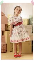 Vestido infantil feminino floral vermelho e branco Petit cherie