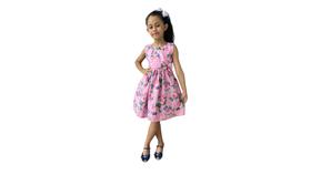 Vestido infantil feminino florido rosa delicado modelo