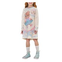 Vestido Infantil Feminino Kukiê Flay Tech Ursinha PomPom ML