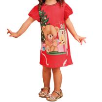 Vestido Infantil Feminino Kukiê Urso Natal Vermelho - 75286