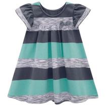 Vestido Infantil Feminino Meia Malha Listrado Confortável Manga Curta Festas Aniversários Estiloso Vestido Infantil Feminino Meia Malha Listrado Confortável Manga Curta Festas Aniversários Estiloso