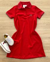 Vestido Infantil Feminino Piquet Confort Gola Polo Vermelho