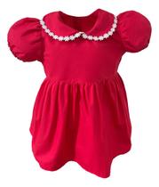 Vestido Infantil Festa 100% Algodão Rosa Branco ou Vermelho de 1 2 4 6 e 8 anos